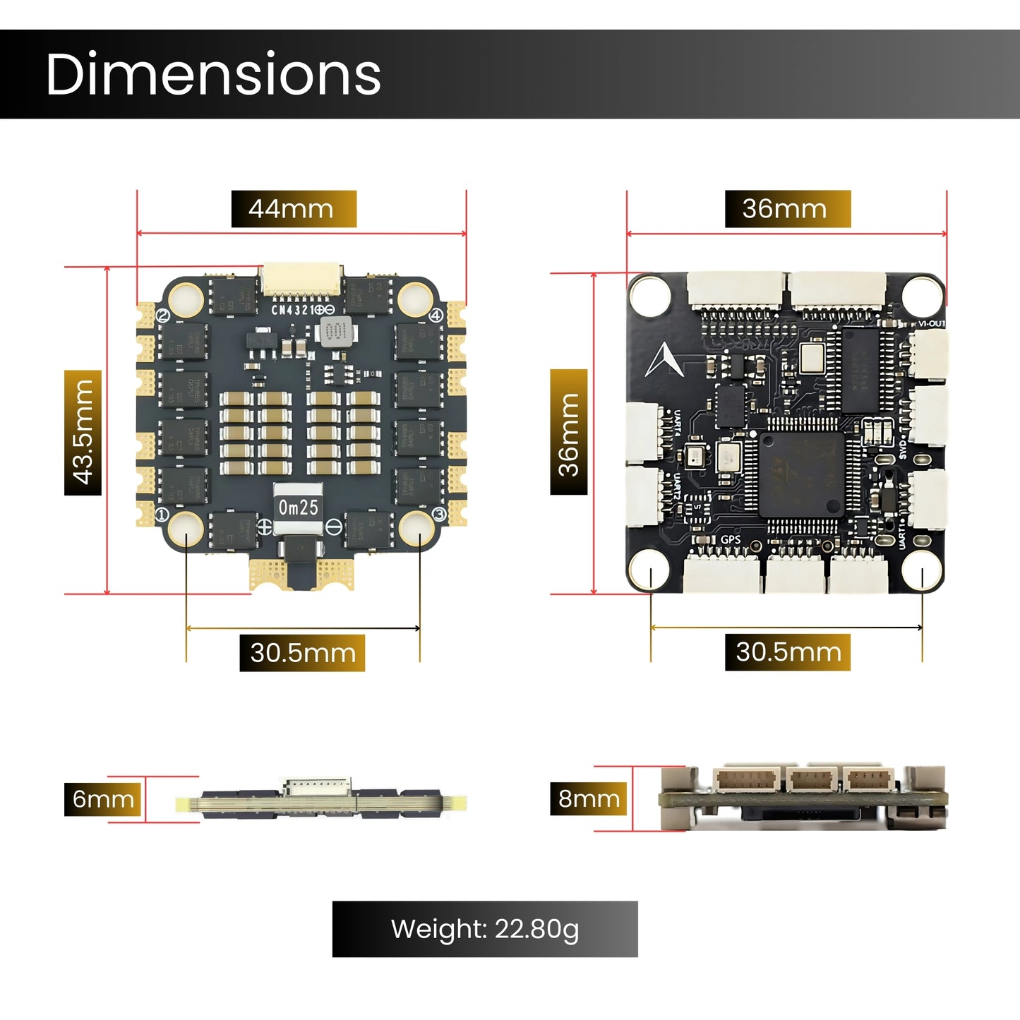 AERO SELFIE F405 Flight Controller Stack: 30x30 Stack with 60A 4in1 ESC Combo Supports 2-6S LiPo, Betaflight, INAV, Ardupilot, DJI O3 with Dual BEC Outputs