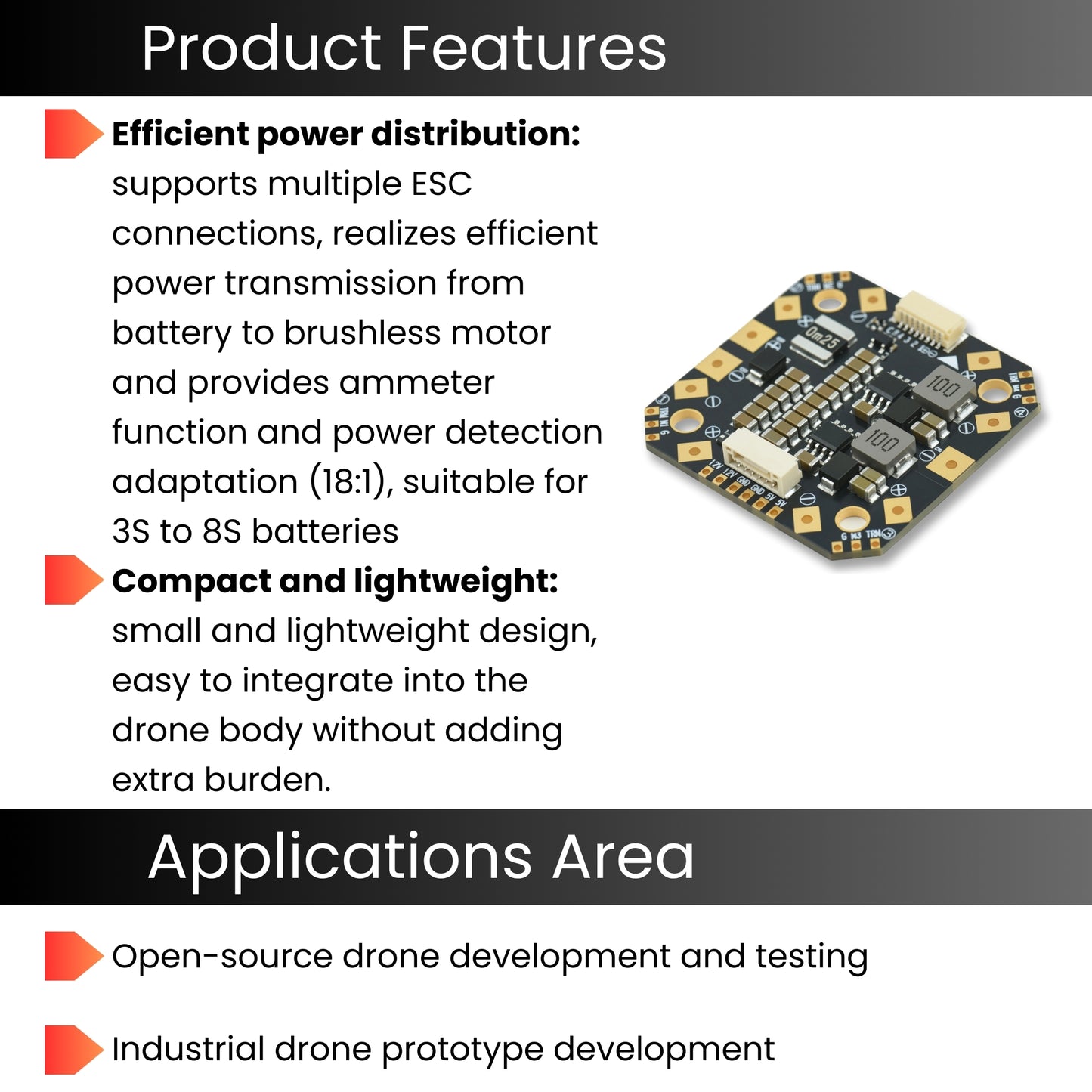 AERO SELFIE 4IN1-ESC-POWER Adapter Board 320A – Open Source Power Distribution Module for Brushless ESCs – 3S-10S Input, Lightweight 13.9g, 30.5x30.5mm Mount – for Drones Development