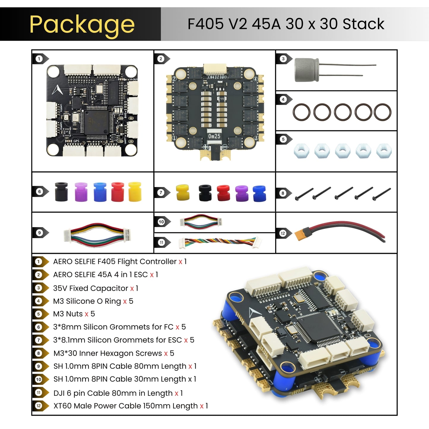 F405 Flight Controller Stack with 45A ESC Package
