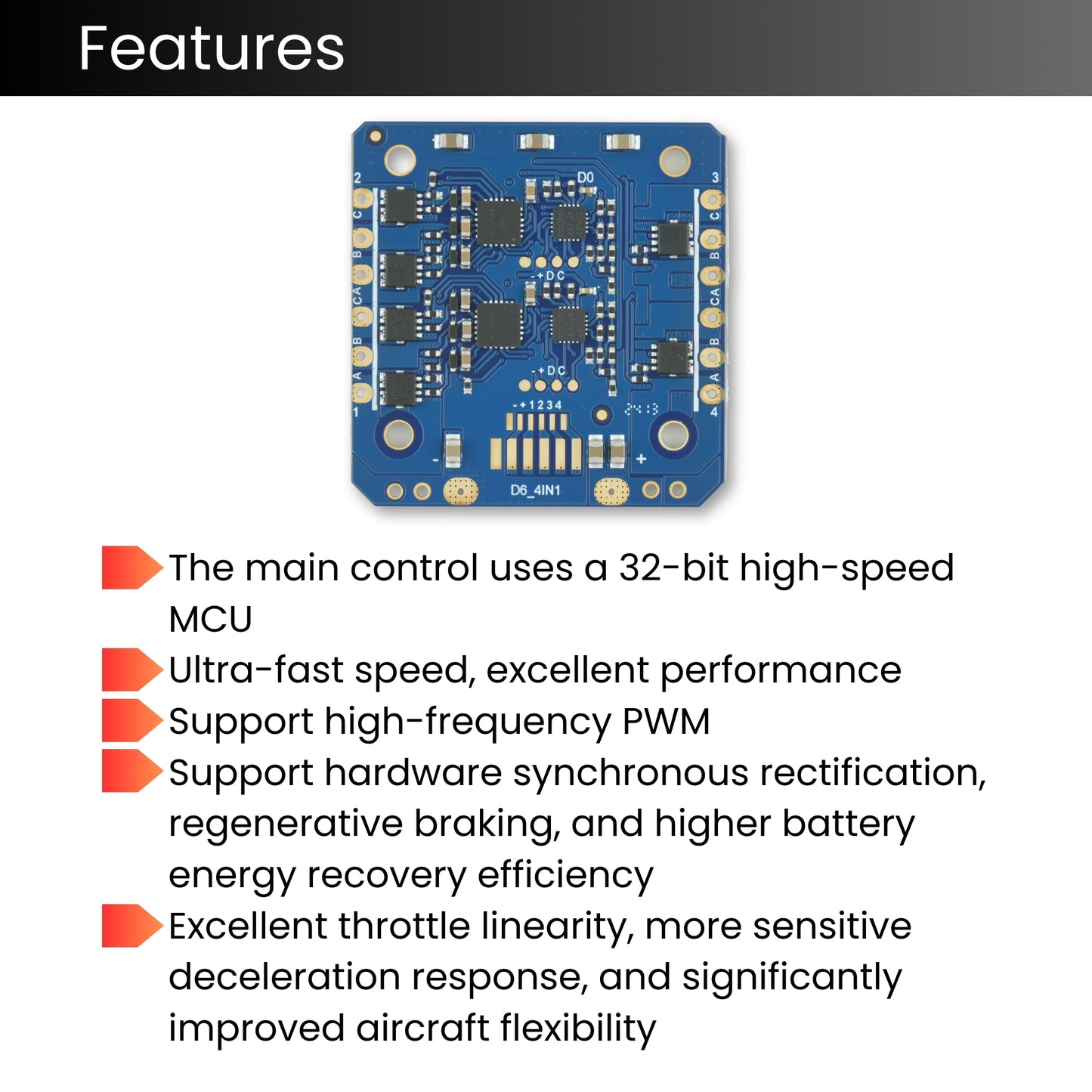 4IN1 Brushless ESC for Drones - 32-Bit MCU, 6A/Channel, PWM, 3S LiPo Compatible, Lightweight 5.4g
