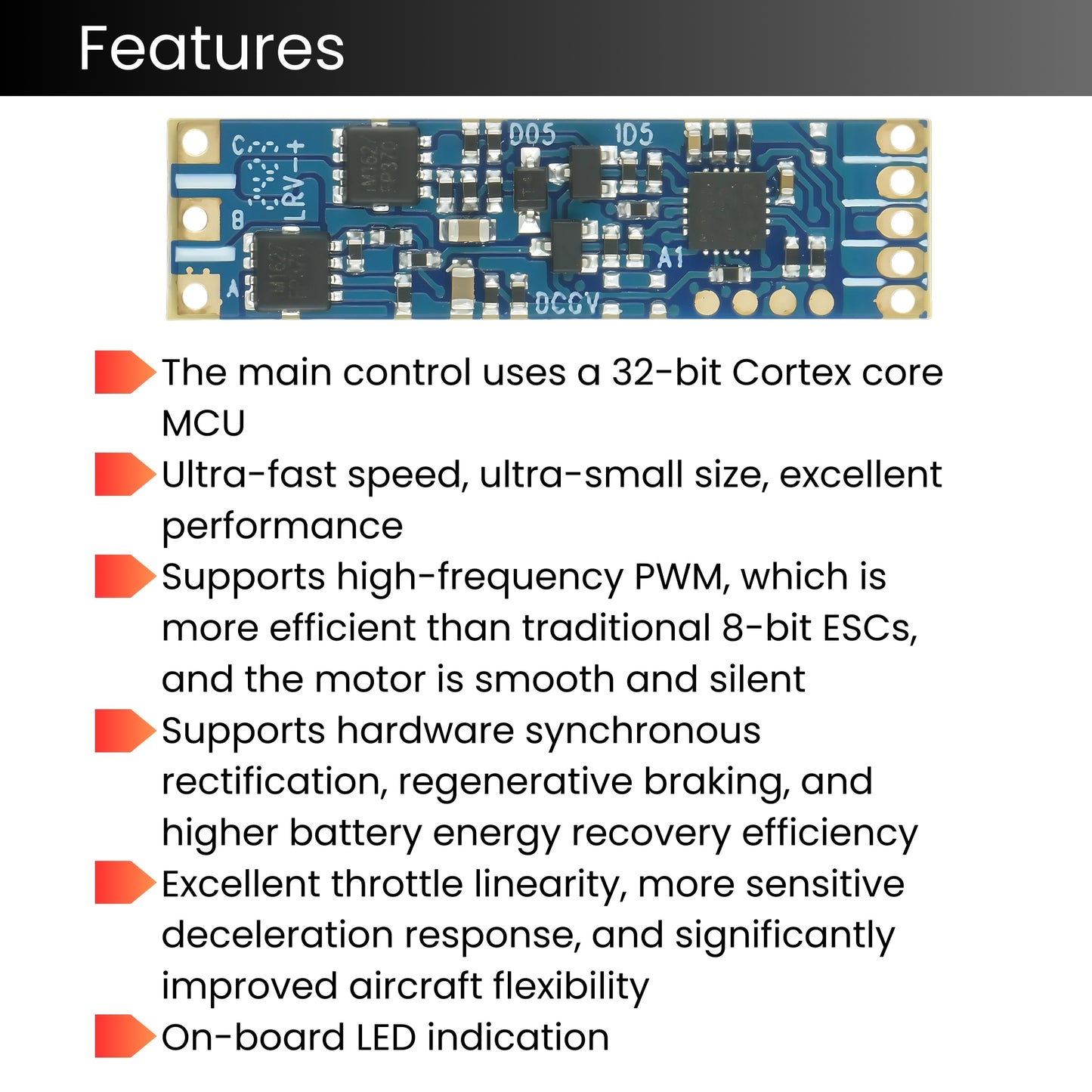 5A Brushless Motor ESC for Drones | 32-bit Controller, 3S LiPo, Regenerative Braking, Lightweight
