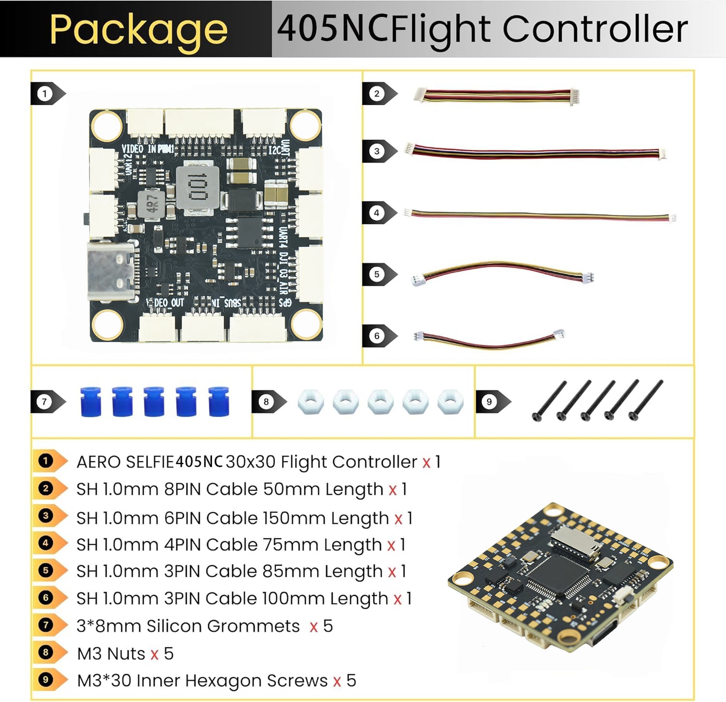 F405NC Drone Flight Controller, 2-10S LiPo, BMI42688 IMU, SPL06/DPS310 Barometer, OSD, 6 UART, 10 PWM, BEC 5V/9V, MicroSD Slot, Supports Betaflight, Ardupilot, INAV