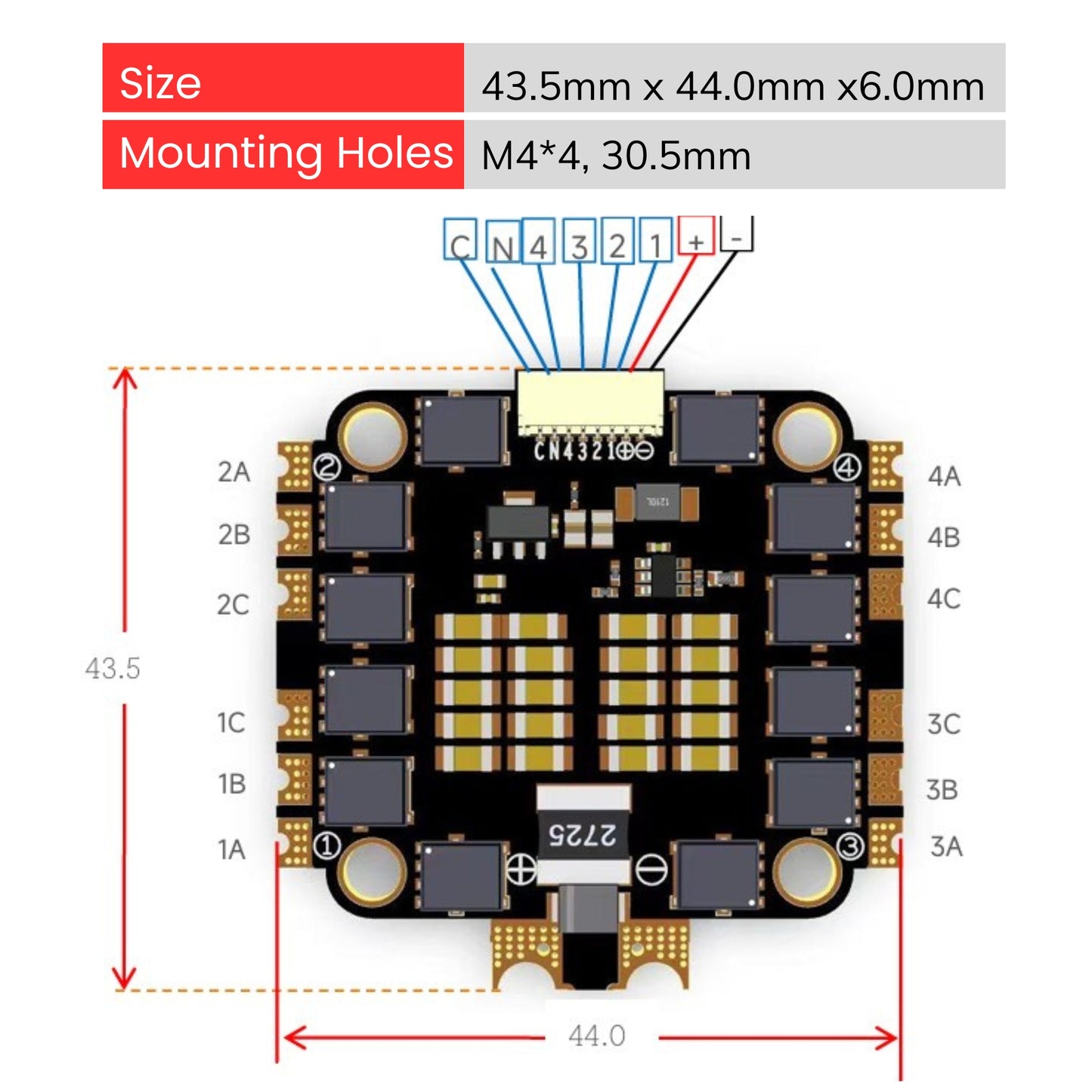 60A 4in1 ESC Dimensions