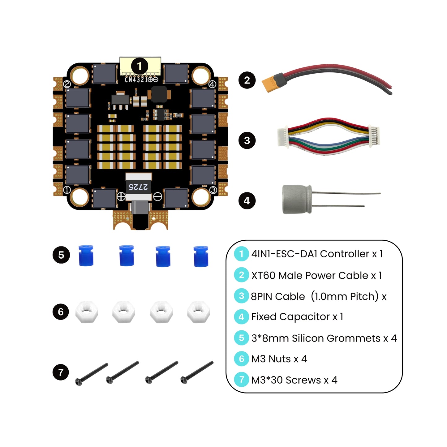 45A 4in1 ESC with supporting items