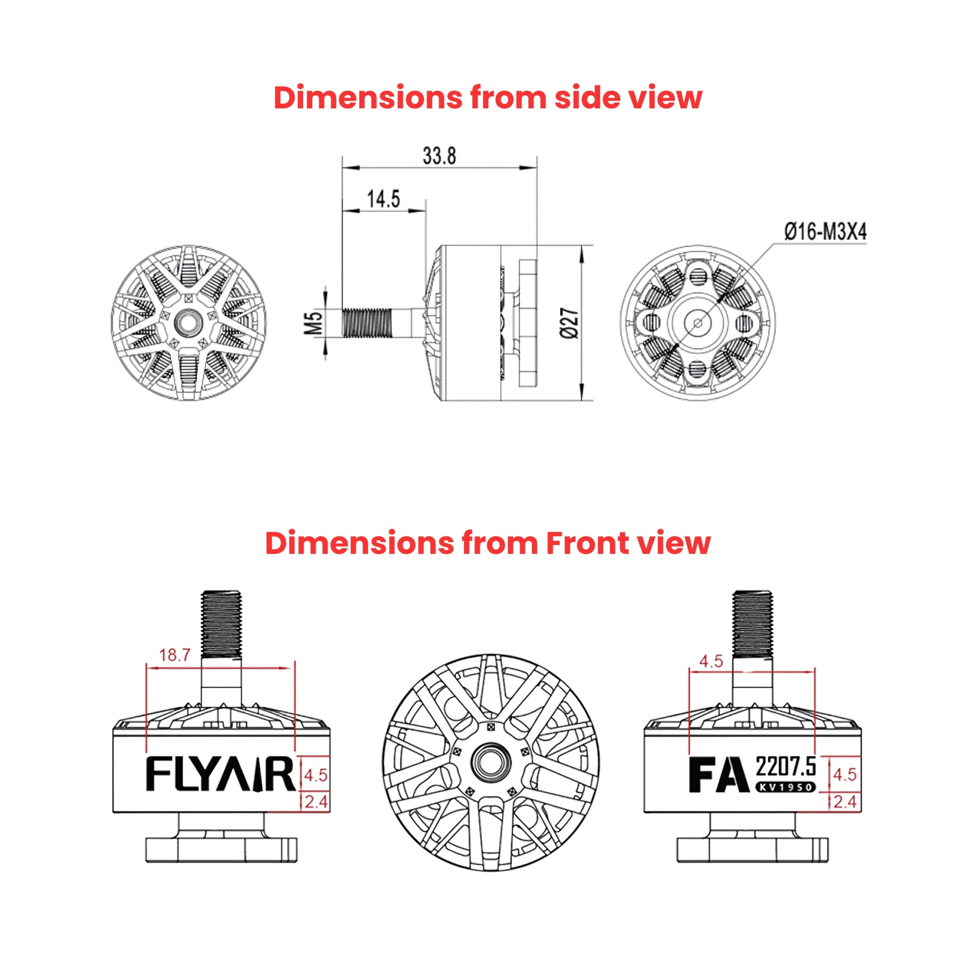 FA2207.5 Brushless Motor Dimensions