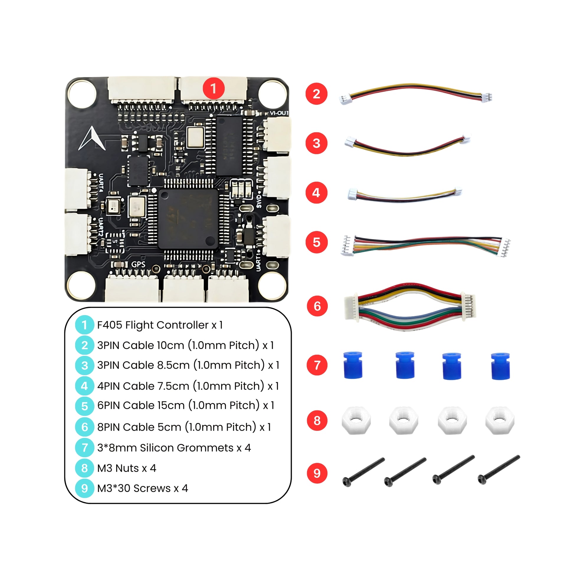 Flight Controller F405 with supporting items