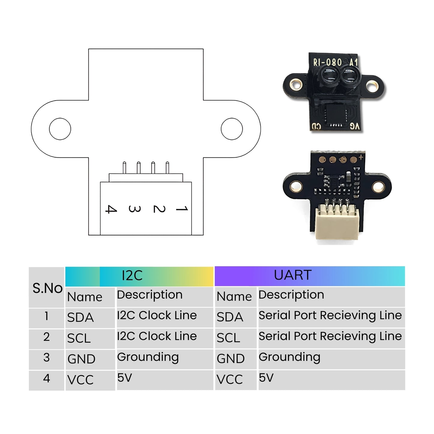 Infrared Ranging Module 8000mm Pin Connection