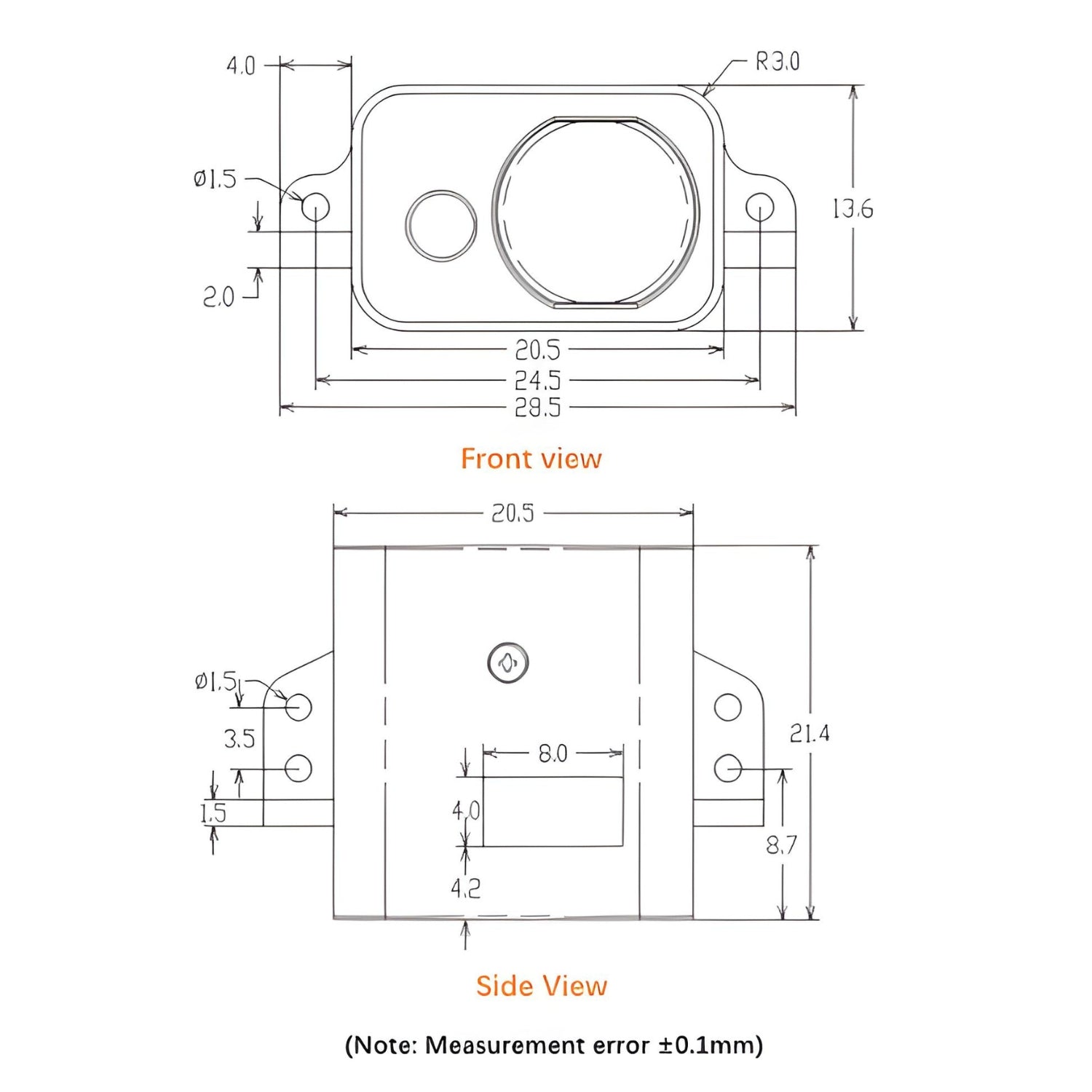 Infrared Ranging Module Dimensions 