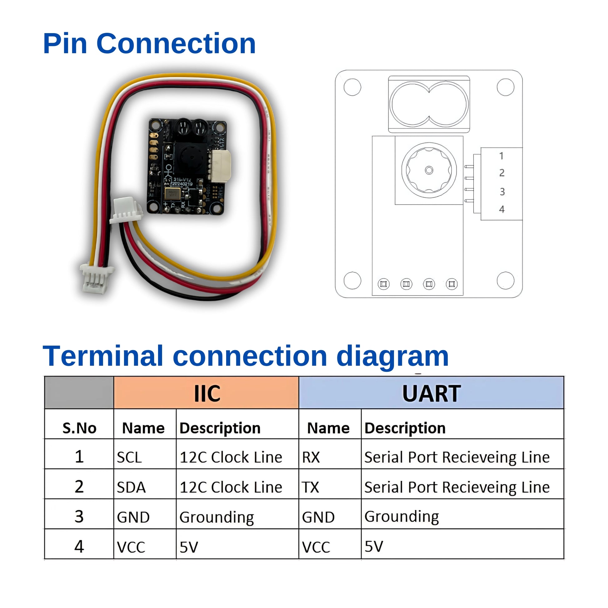 Infrared Ranging Sensor dtof Pin Connection